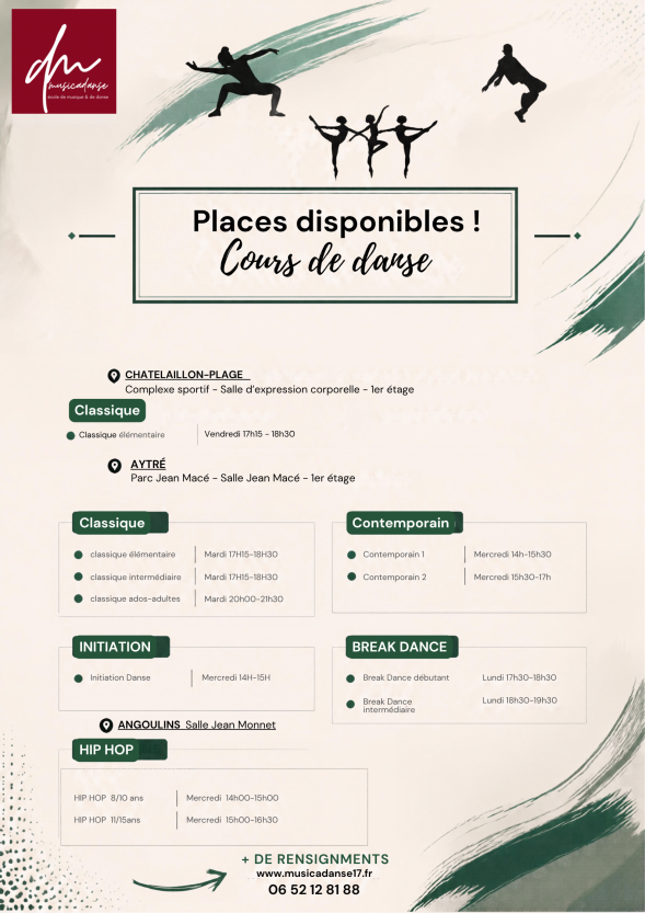COURS DANSE 2026  PLACES DISPONIBLES !